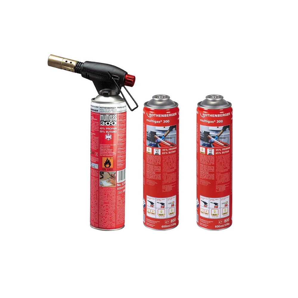 Set ROFIRE PIEZO 7/16"EU + 3 botellas Multigas 300