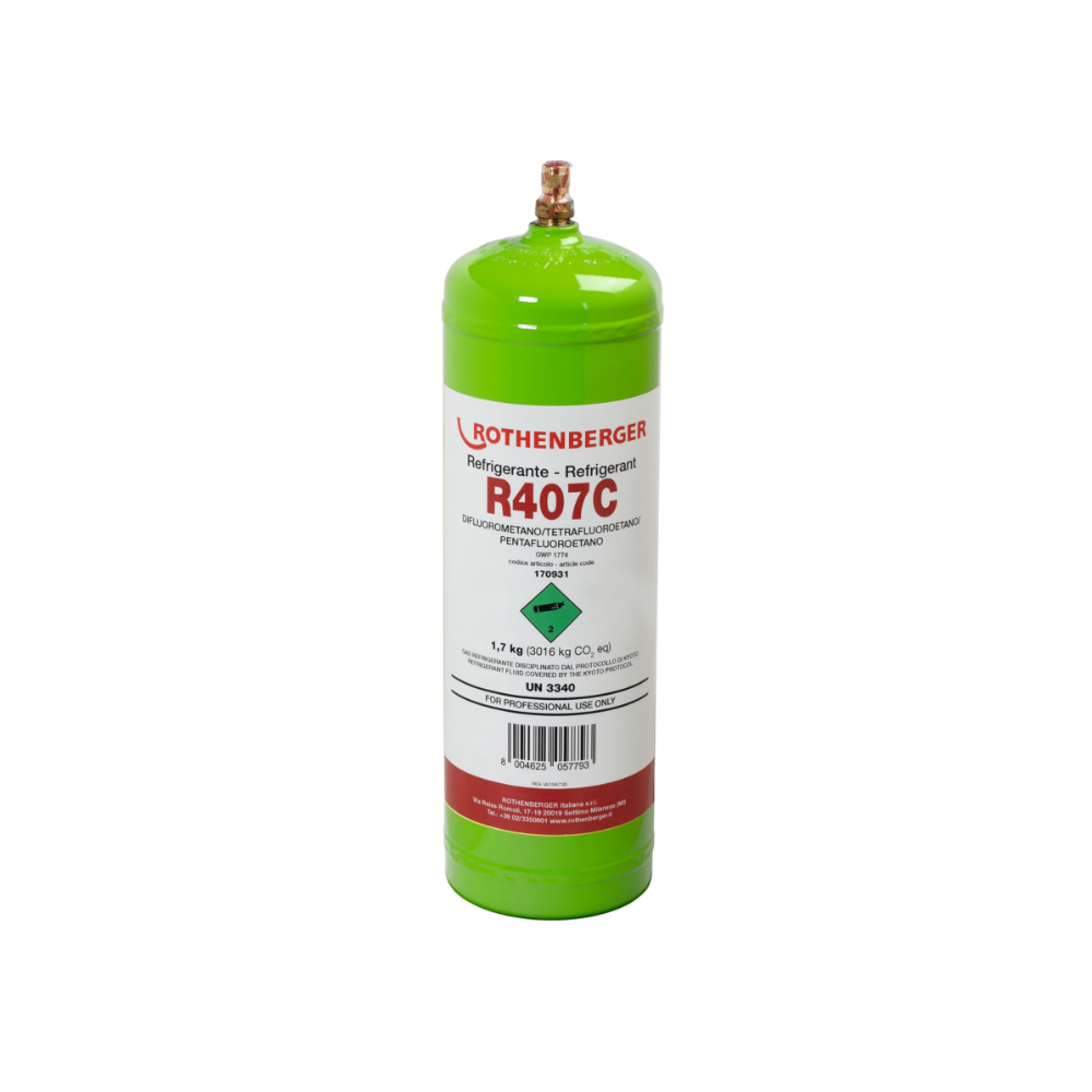 Botella de gas refrigerante R407C 2 litro