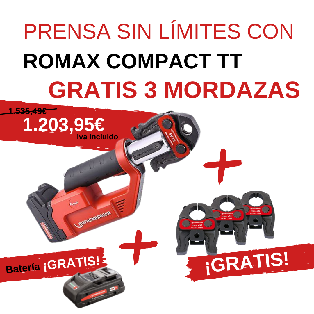 Prensa Romax compact TT + 1 Mordaza con 4 casquillos intercambiables +  Batería